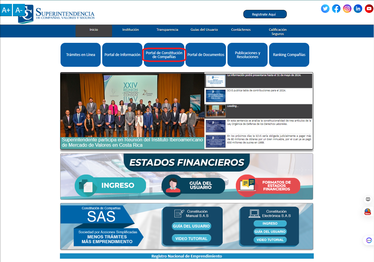 Portal de constitución electrónica de compañías